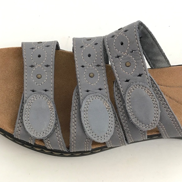 CLARKS Leather Comfort Sandals Leisa Cacti Q Slip On Slide Sandals Size 9.5 - Picture 7 of 16